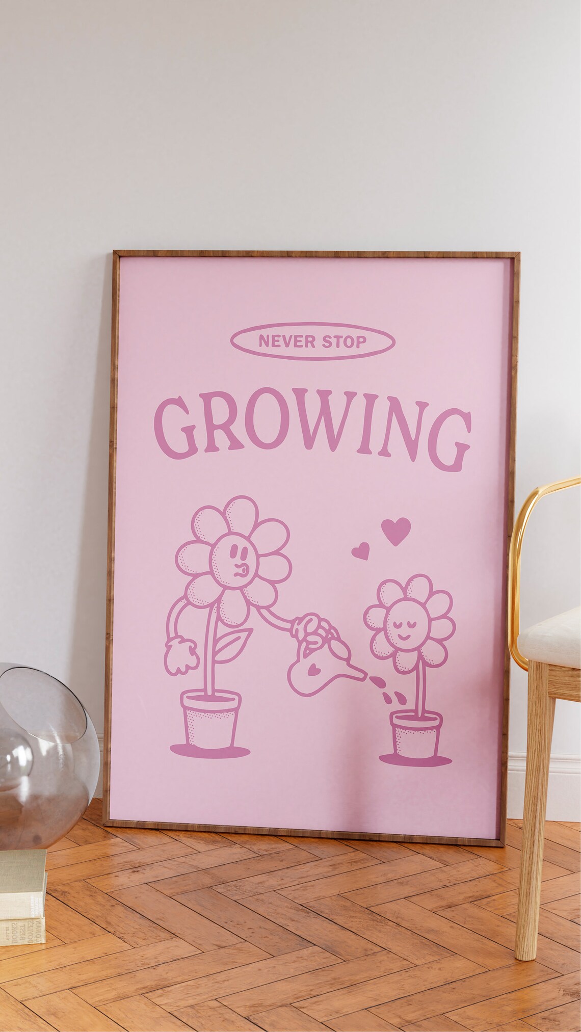 Never Stop Growing Retro Quote Art Print - Image 2