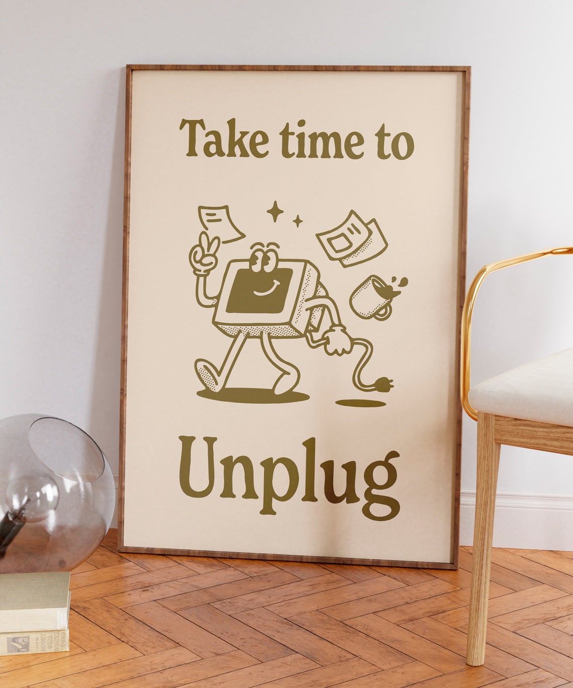 Take Time To Unplug Print Positive Wall Art Trendy Retro Poster Balance Wall Art Office Studio Poster Affirmation Quote Wall Print - Image 6