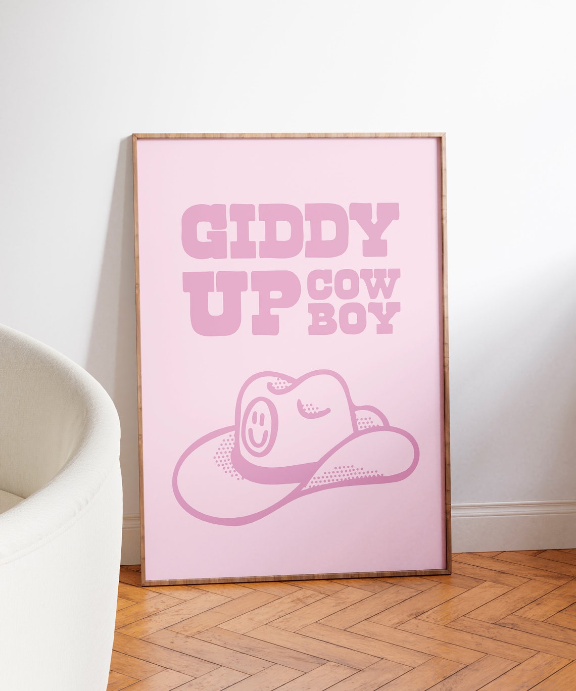 Giddy Up Cowboy Pink Western Hat Typography Preppy Quote Decor Poster - Image 3