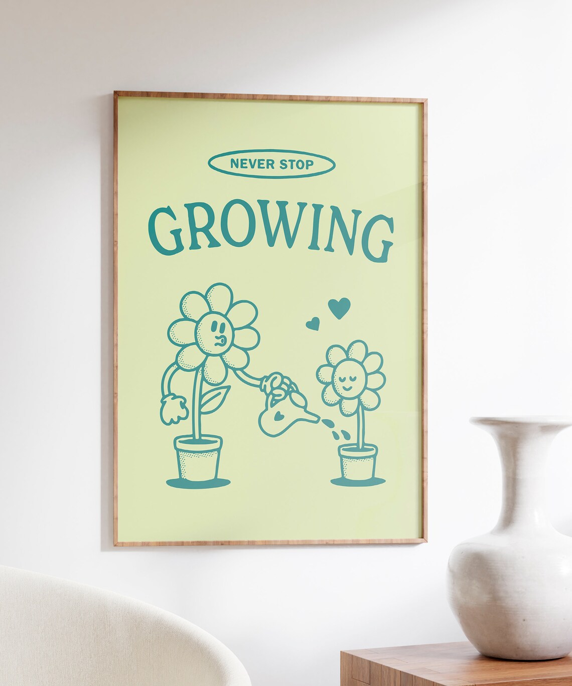 Never Stop Growing Retro Poster, Cute Illustration - Image 4