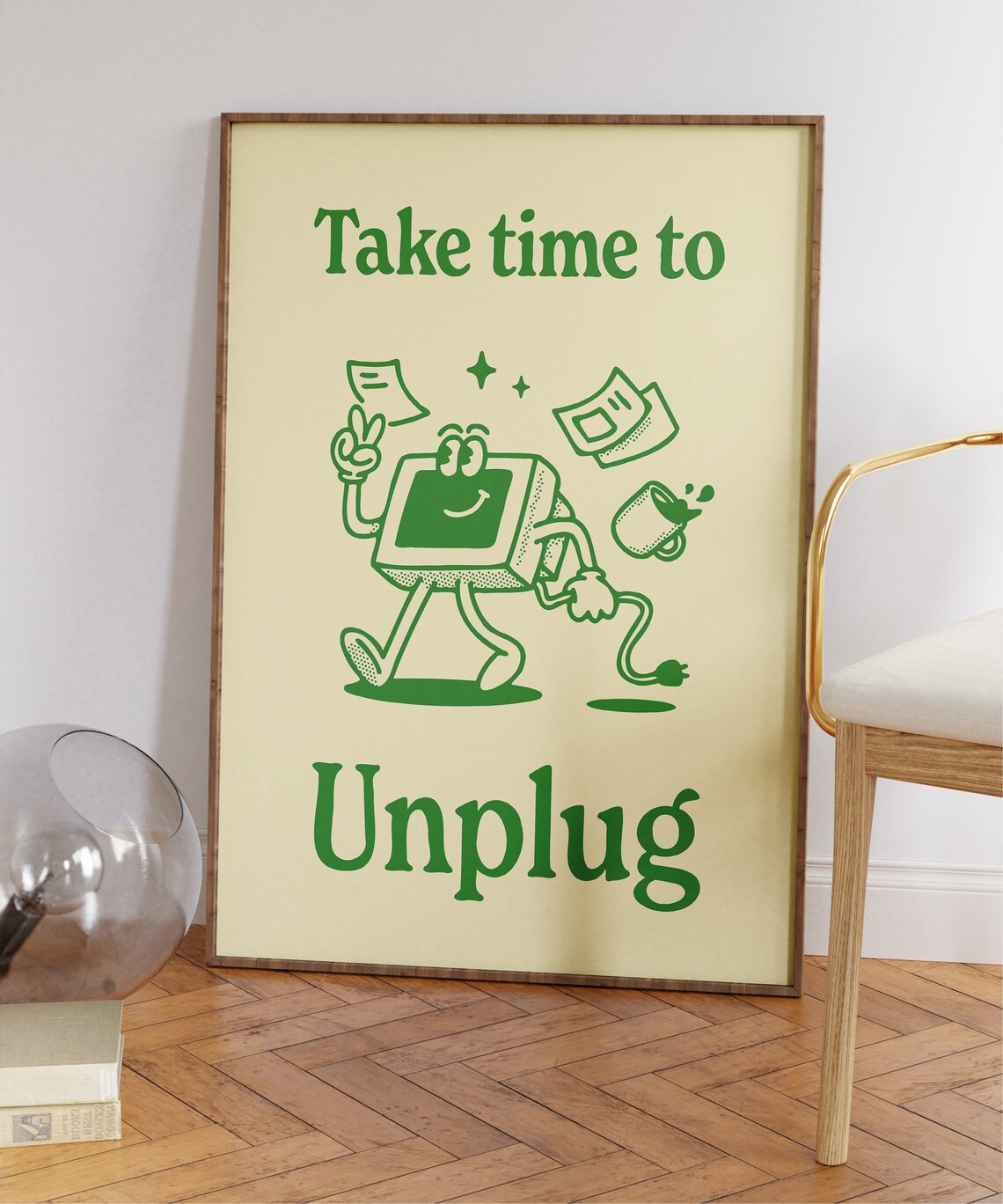 Unplug Work-Life Balance Retro Office Art Print - Image 3