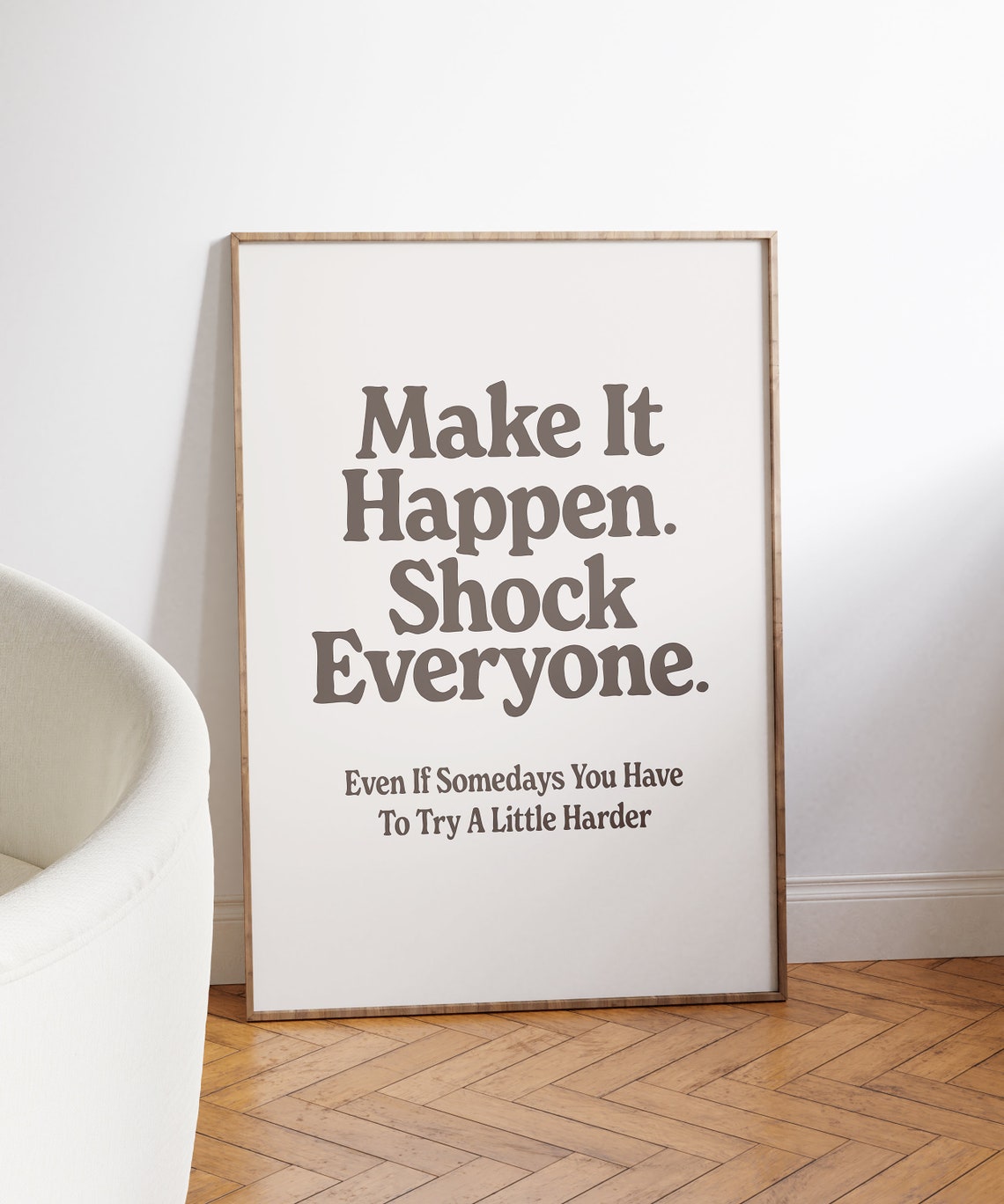 Positive Wall Art Inspirational Quote Print Motivational Office Decor Poster Retro Home Office Wall Art Make It Happen - Image 3
