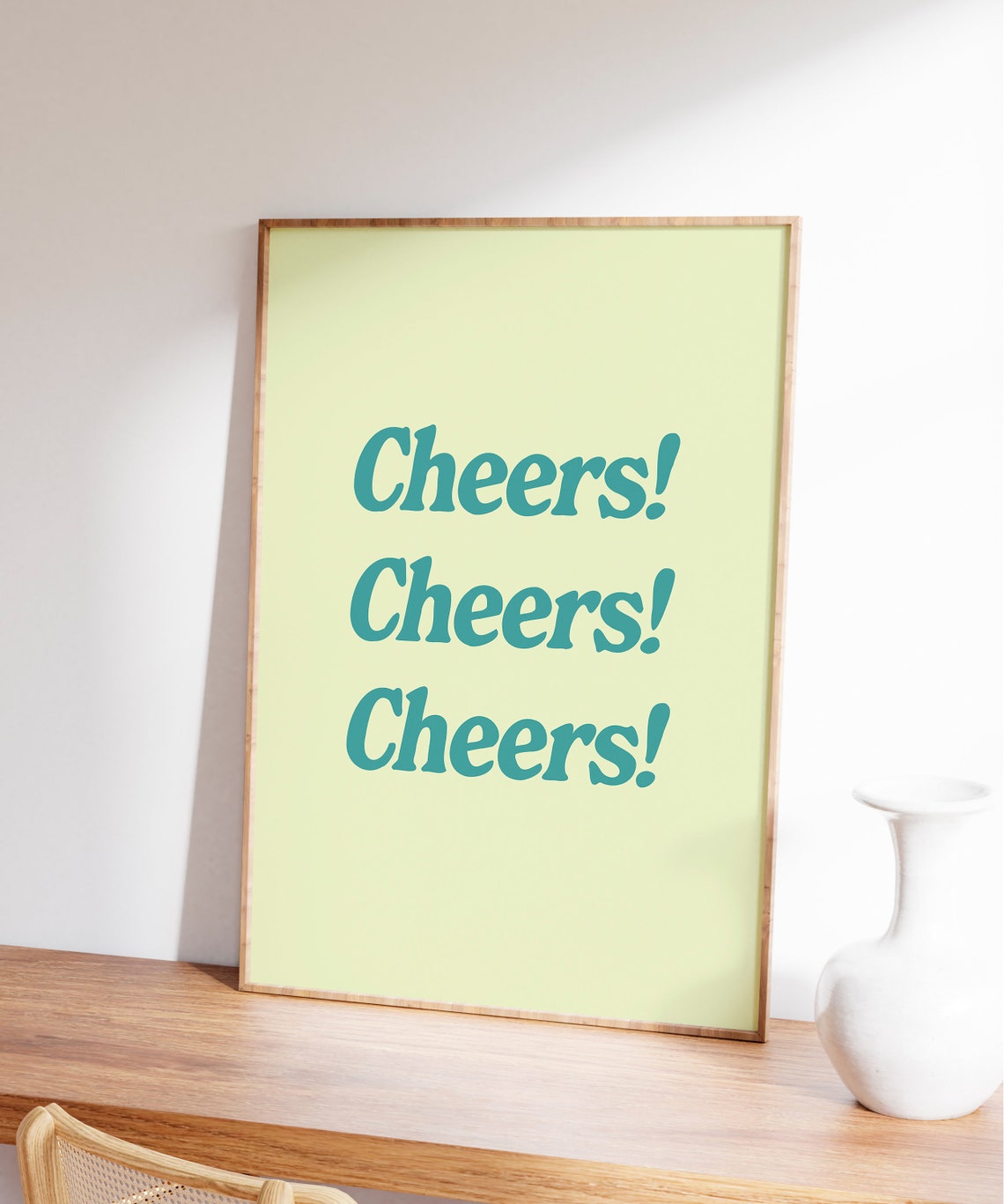 Cheers Retro Typography Teal Quote Bar Cart Fun Party Poster - Image 7
