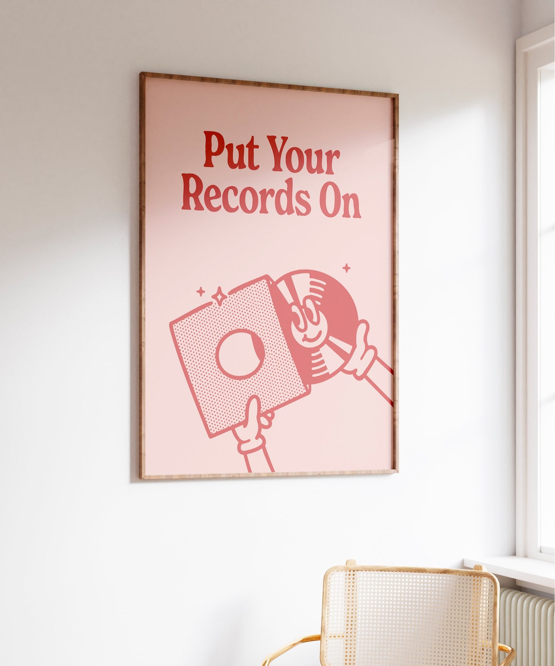 Put Your Records On Retro Red Vinyl Typography Music Quote Poster - Image 4