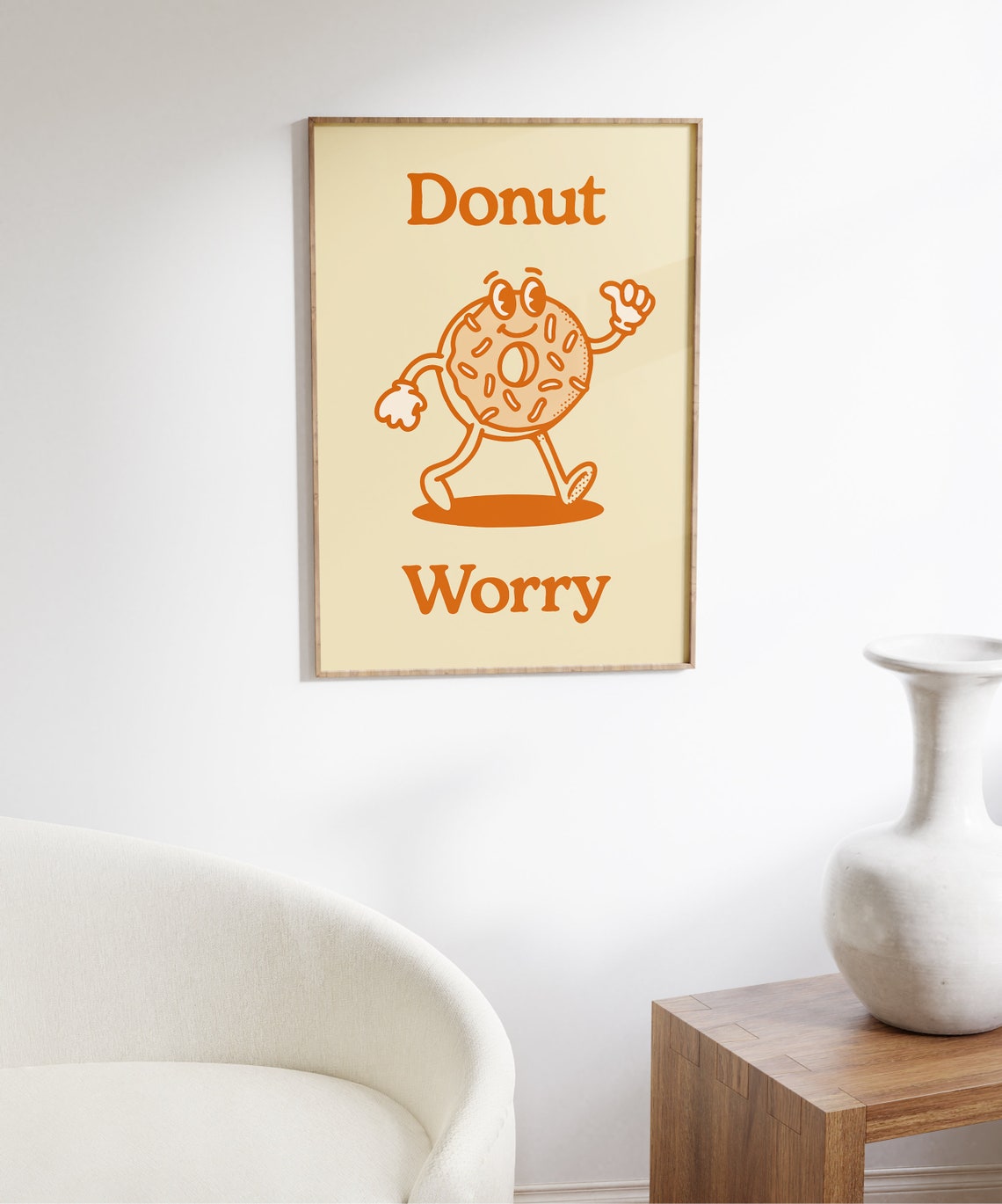 Donut Worry Retro Character Wall Art Retro Funny Wall Art Retro Wall Print Large Printable Art Printable Poster Print - Image 5