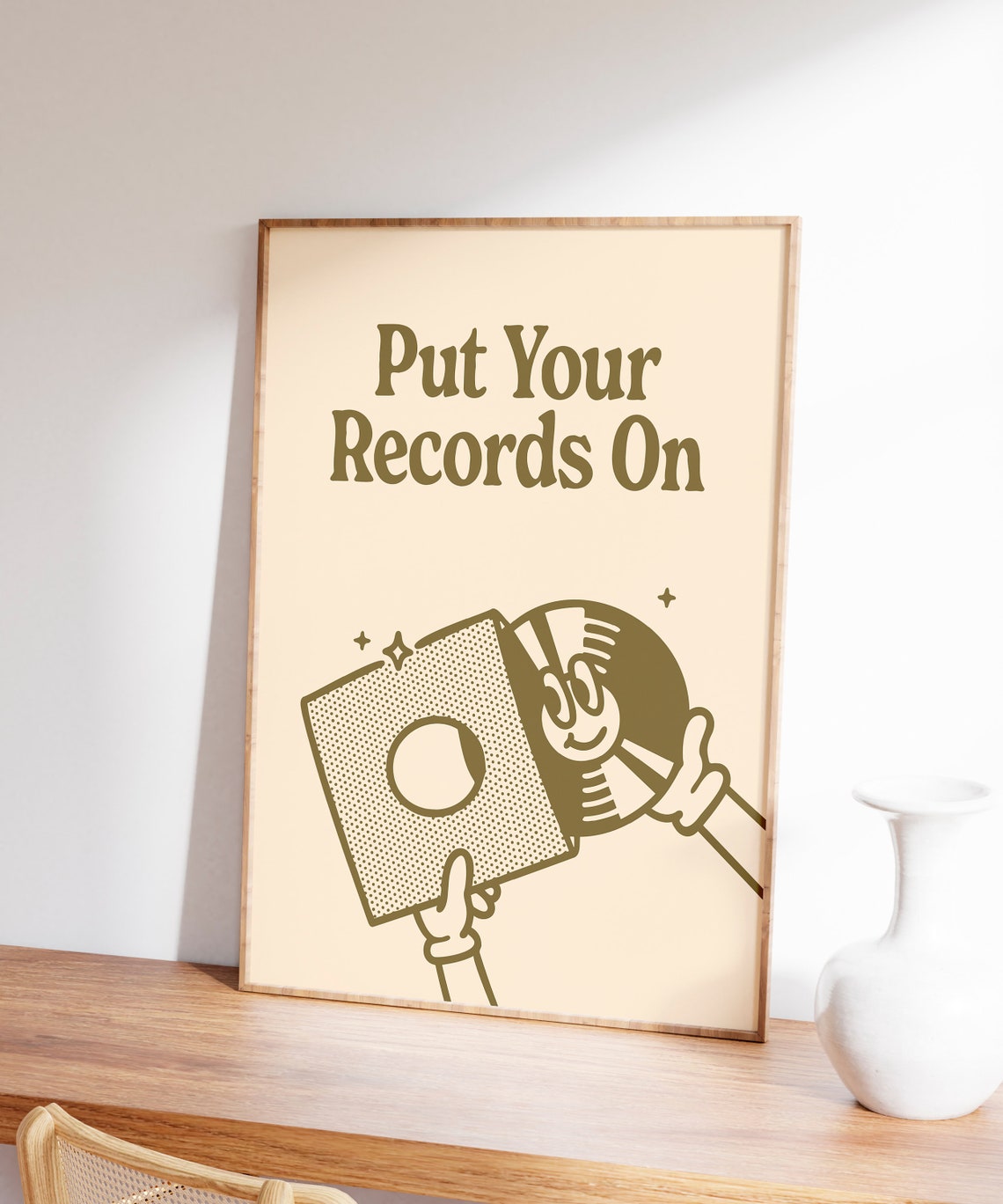 Put Your Records On Retro Vinyl Record Character Music Quote Poster - Image 7