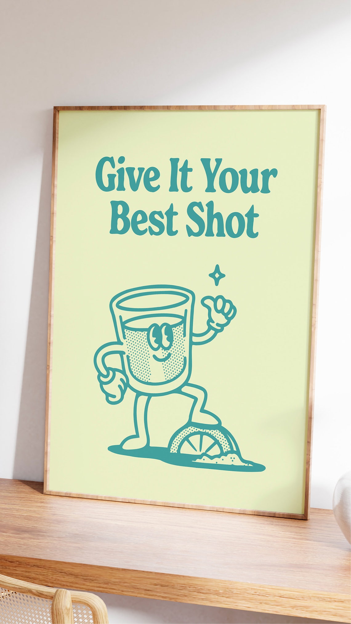 Give It Your Best Shot Teal Tequila Mascot Home Bar Art Poster - Image 2