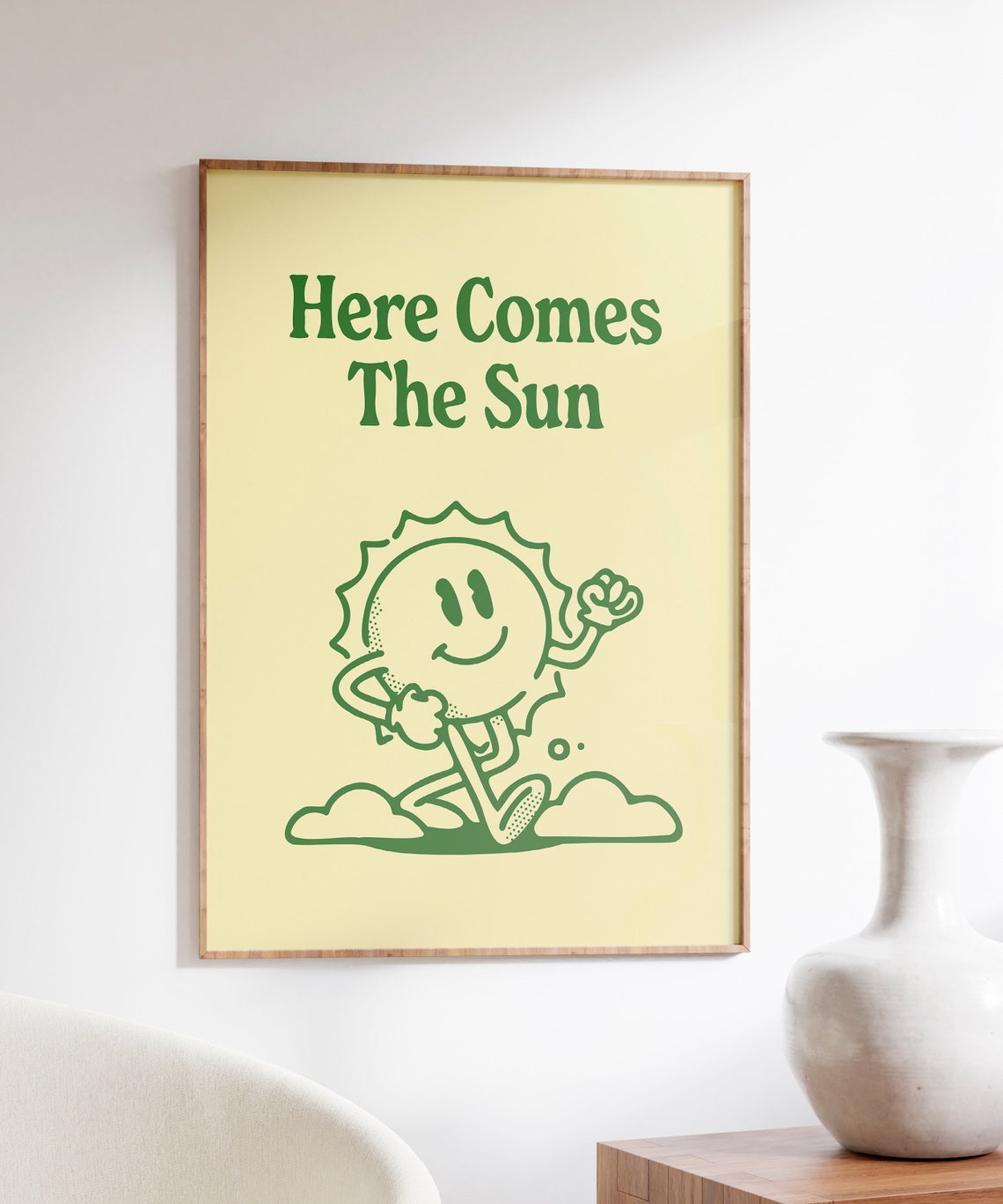 Here Comes The Sun Retro Smiling Sun Positive Quote Wall Poster - Image 4