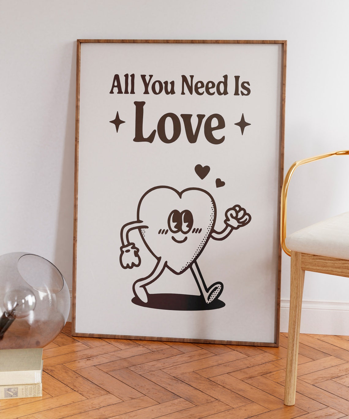 All You Need Is Love Retro Walking Heart Quote Vintage Poster - Image 5