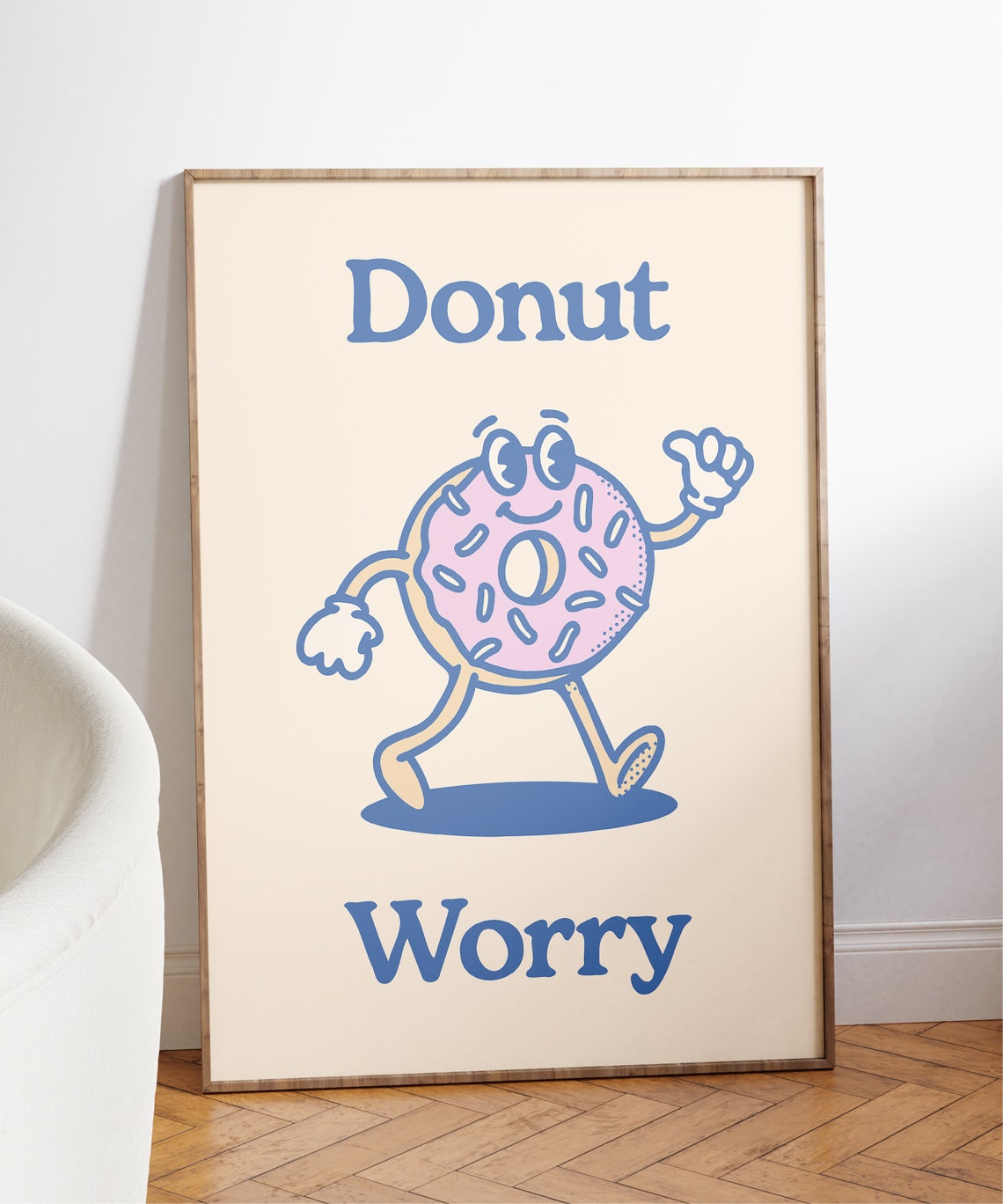 Donut Worry Retro Quote Art Print - Image 3