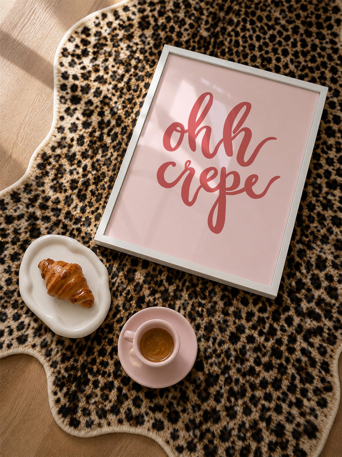Ohh Crepe Pink Script Funny French Kitchen Typography Cute Wall Poster