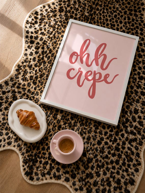 Ohh Crepe Poster Pink Minimalistic Kitchen Wall Art Digital Download