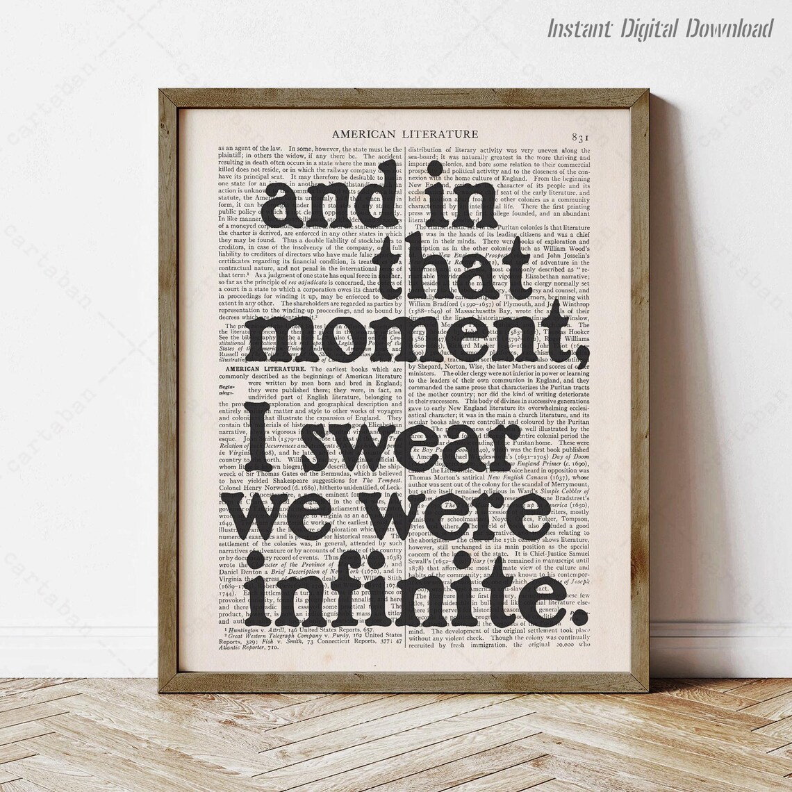 Stephen Chbosky And In That Moment I Swear We Were Infinite Quote Art