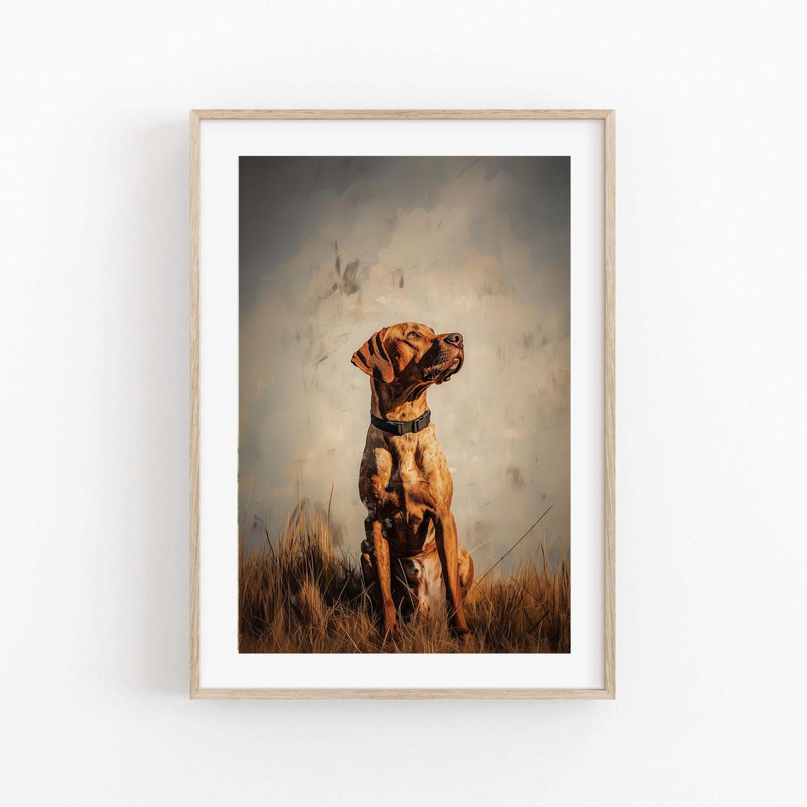 Pointer Hunting Dog Portrait Golden Field Painterly Art Poster