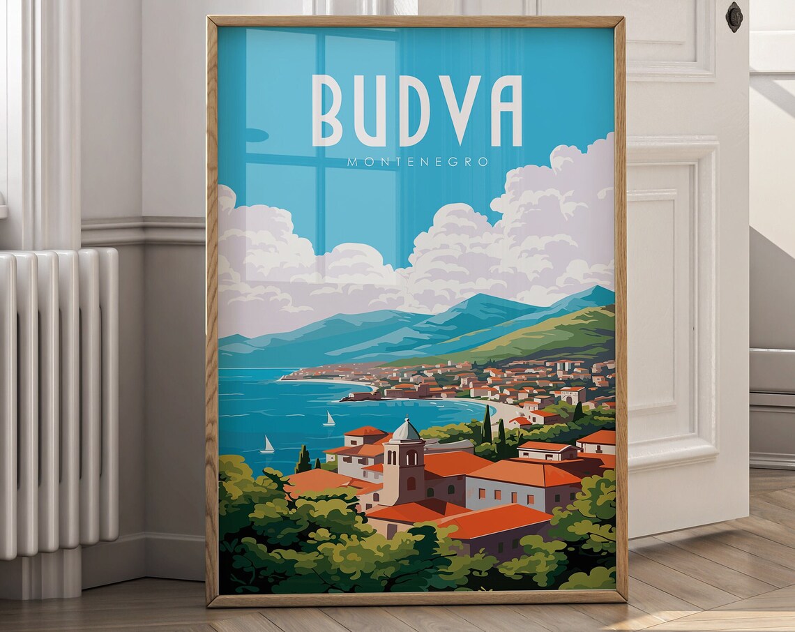 Budva Montenegro Old Town Adriatic Coast Vintage Travel Poster