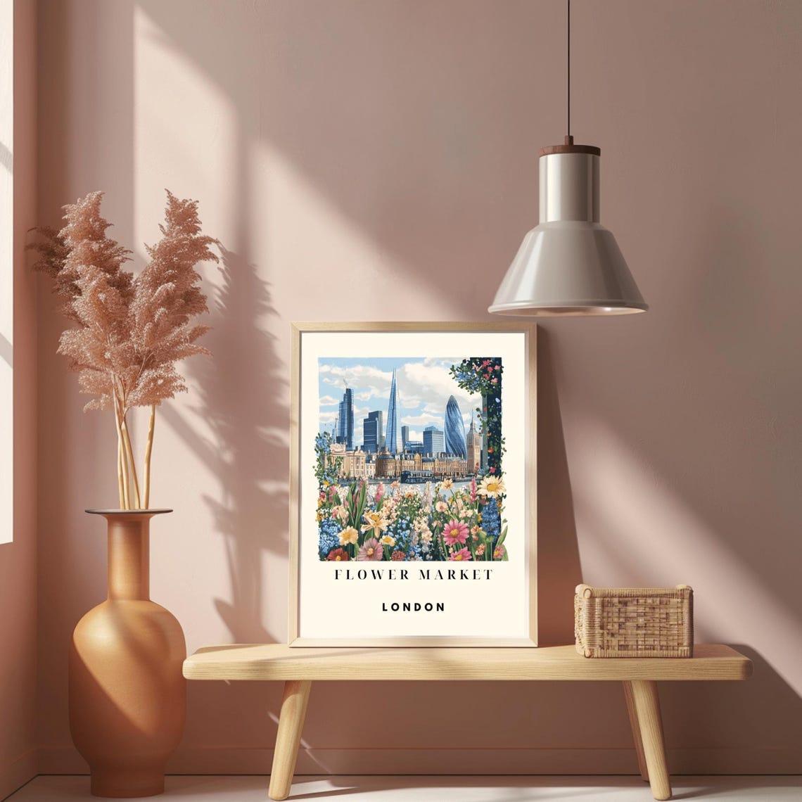 London Flower Market Print Custom City Travel Prints London Poster Wildflower Landmark Retro Travel Poster Homedecor - Image 2