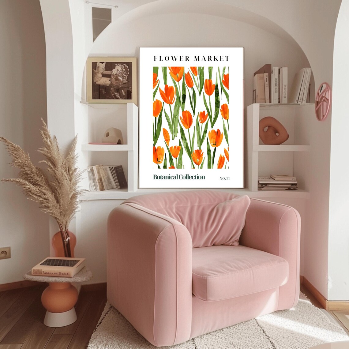Orange Tulip Flower Market Watercolor Botanical No 11 Art Poster - Image 3