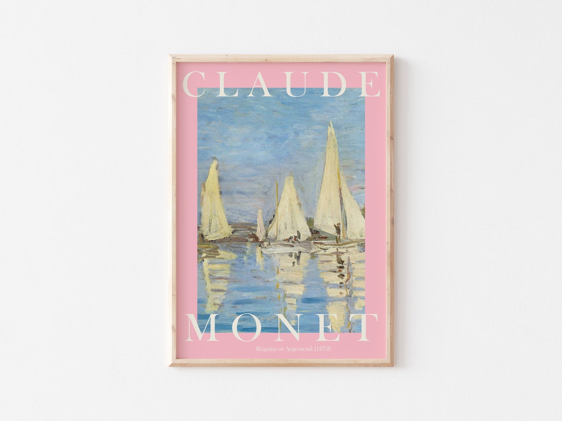 Claude Monet Regattas at Argenteuil 1872 Sailboat Impressionist Poster - Image 3