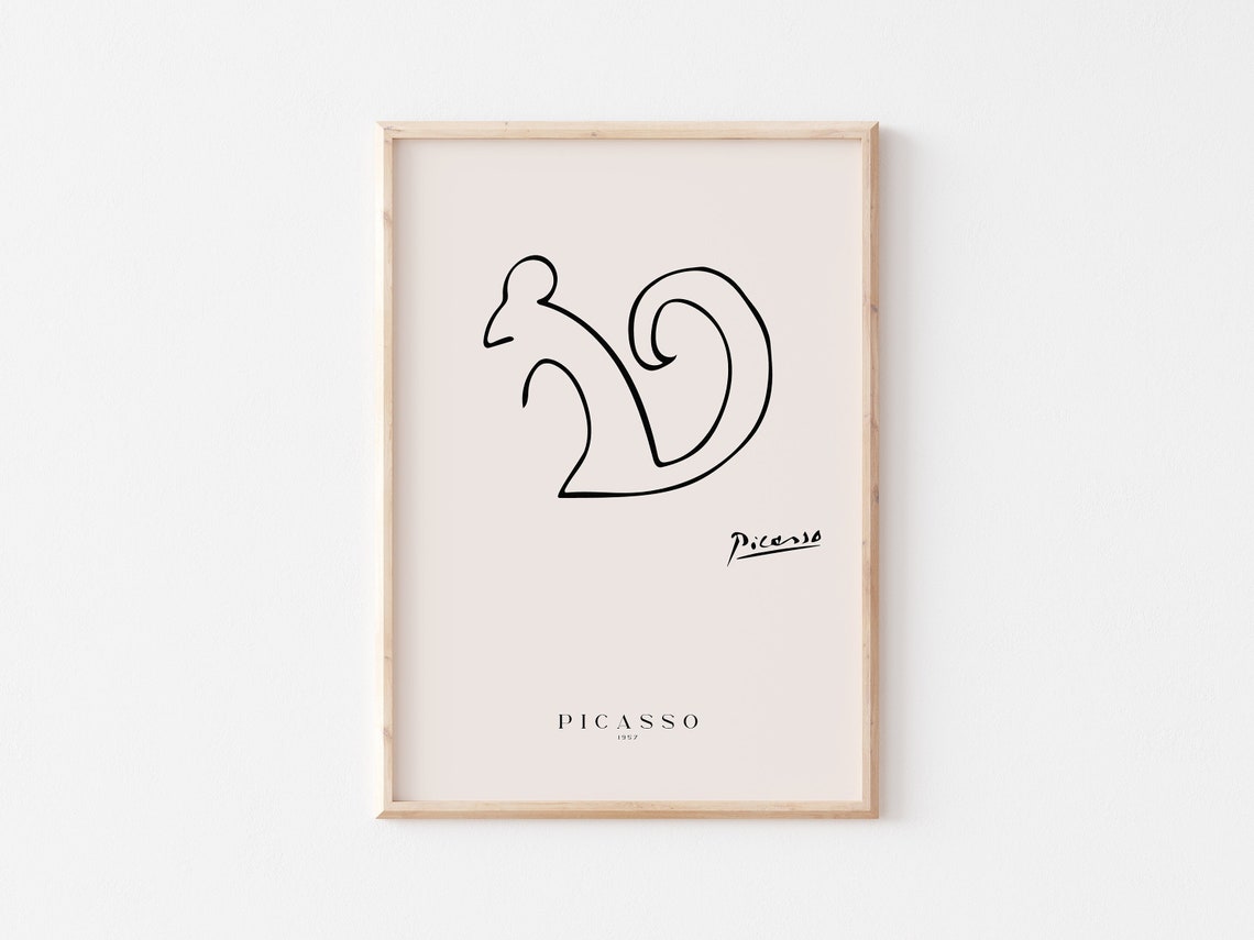 Pablo Picasso Squirrel Minimalist Line Drawing Exhibition Poster - Image 3