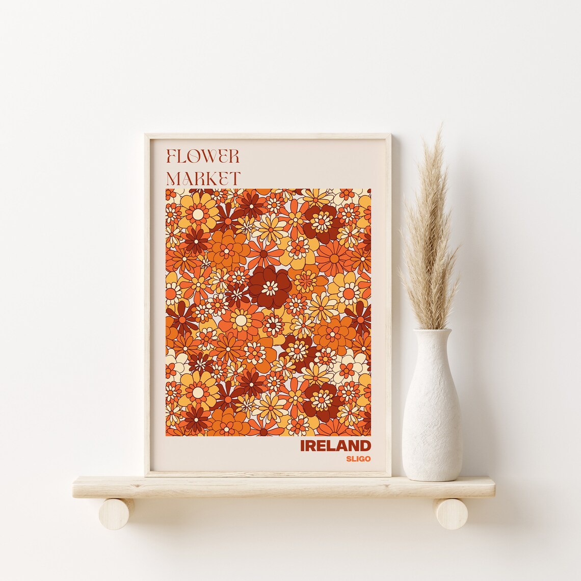 Ireland Flower Market Poster Sligo Burnt Orange Floral Artwork - Image 3