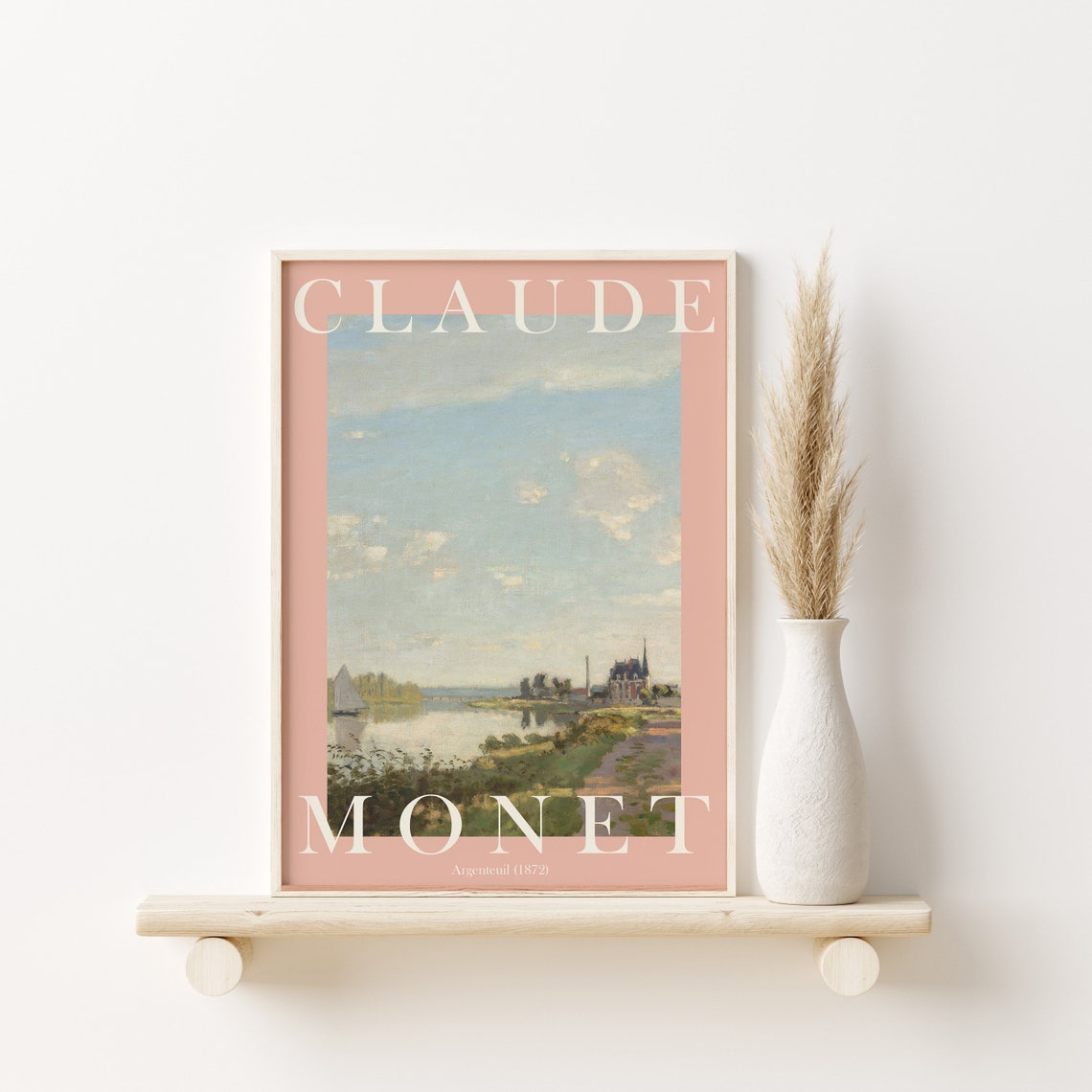 Claude Monet Argenteuil 1872 Morning River Sailboat Church Poster - Image 2