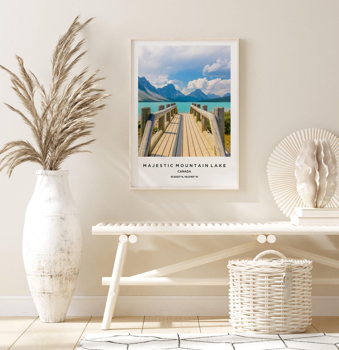 Majestic Mountain Lake Canada Turquoise Water Dock Travel Poster - Image 3
