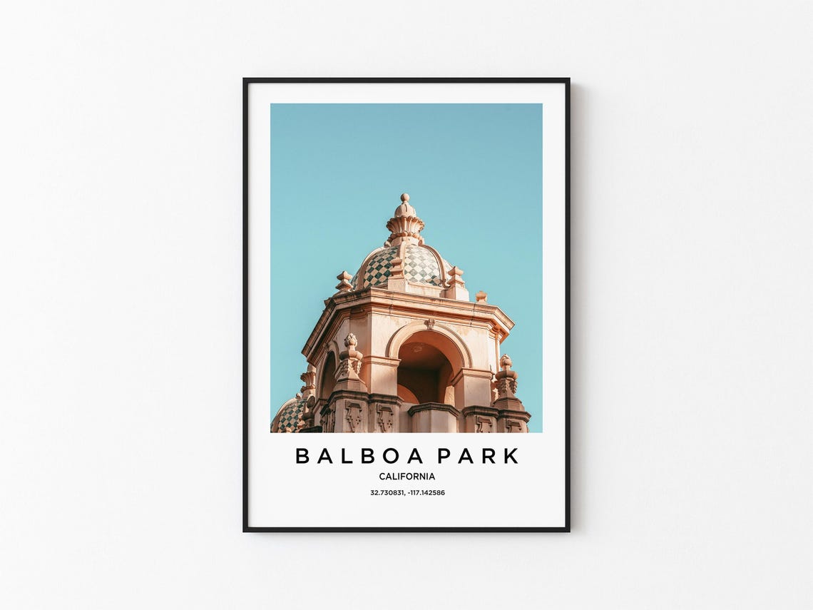 Balboa Park California Tiled Dome Bell Tower Close Up Photo Poster