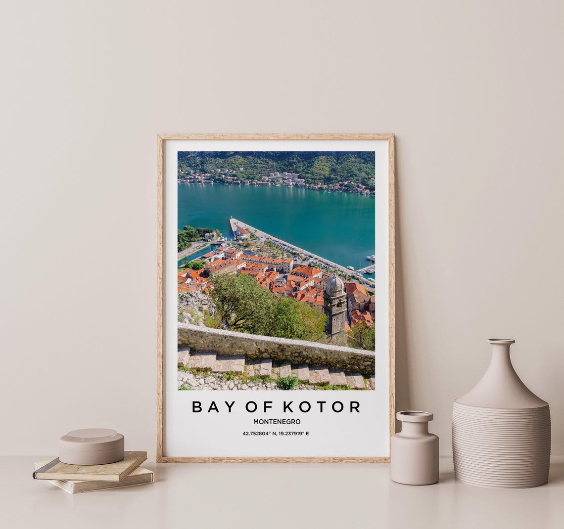 Bay of Kotor Montenegro Red Rooftops Old Town View Travel Poster - Image 2