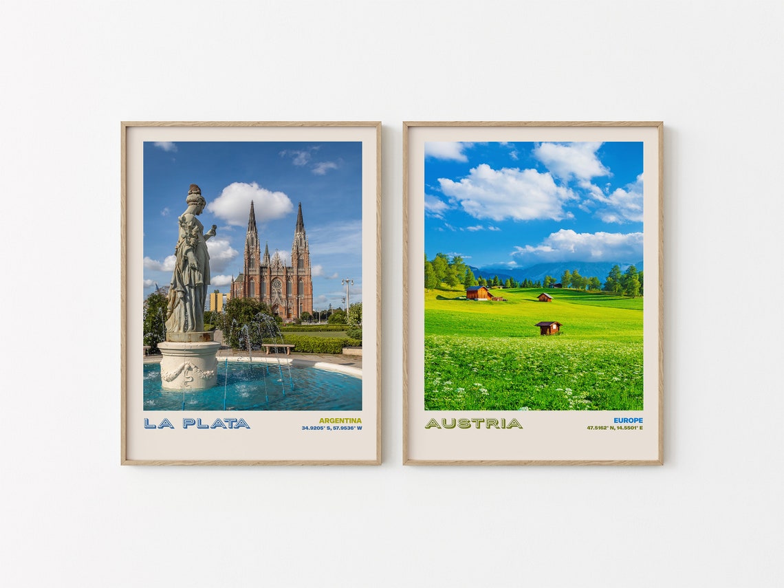 La Plata Argentina Neo Gothic Cathedral Fountain Plaza Poster - Image 2
