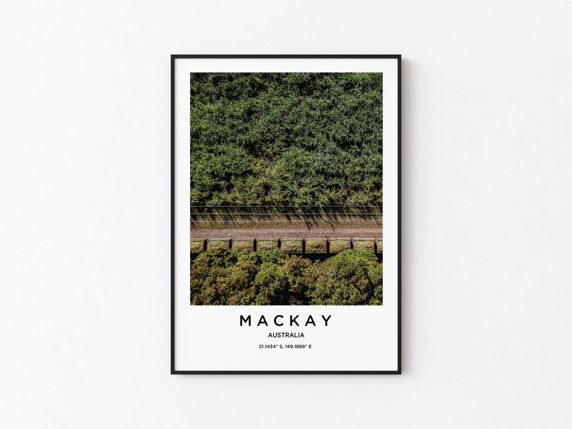 Mackay Australia Lush Rainforest Aerial Green Landscape Travel Poster