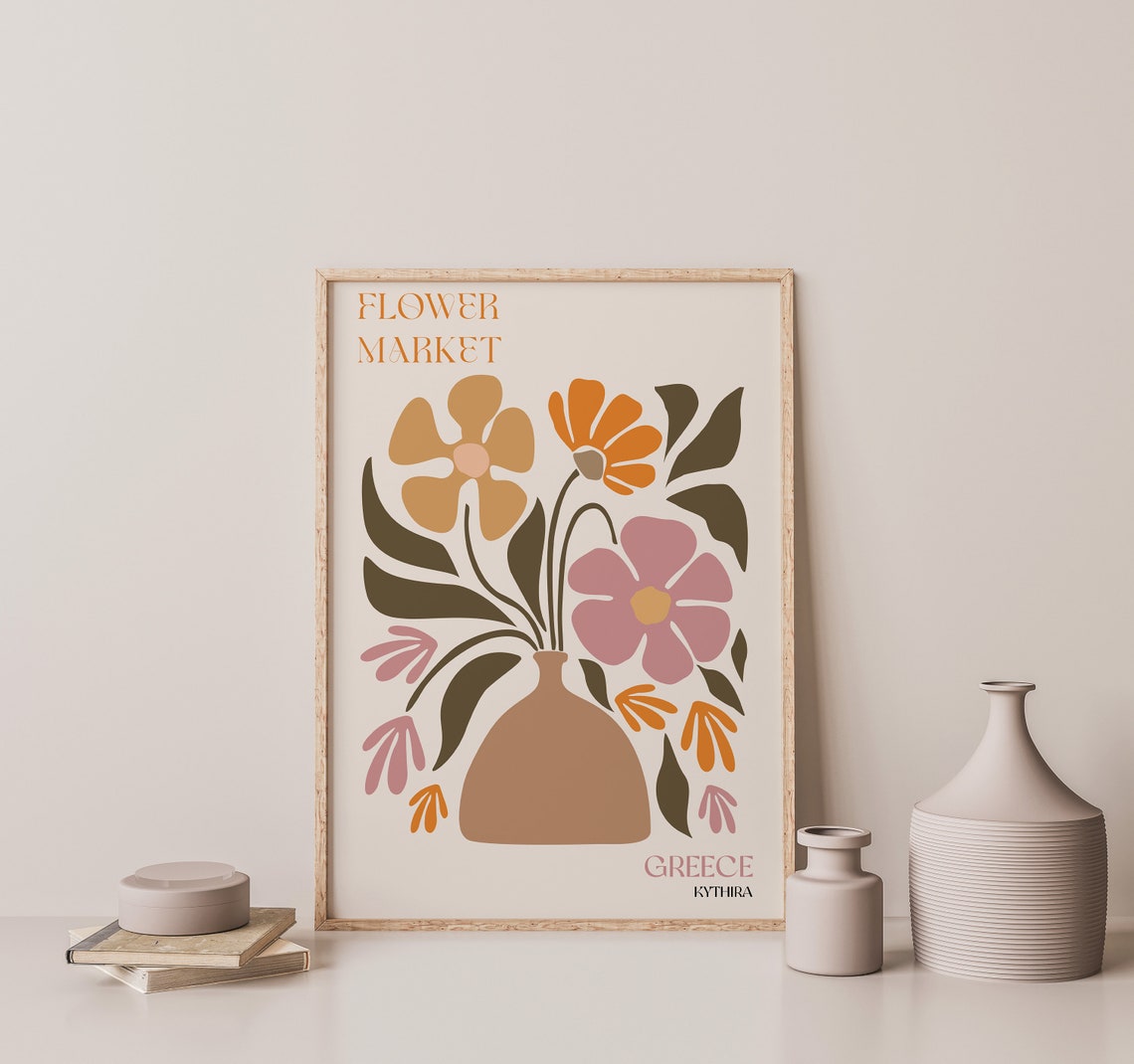 Flower Market Greece Kythira Vase Bouquet Terracotta Warm Poster - Image 2