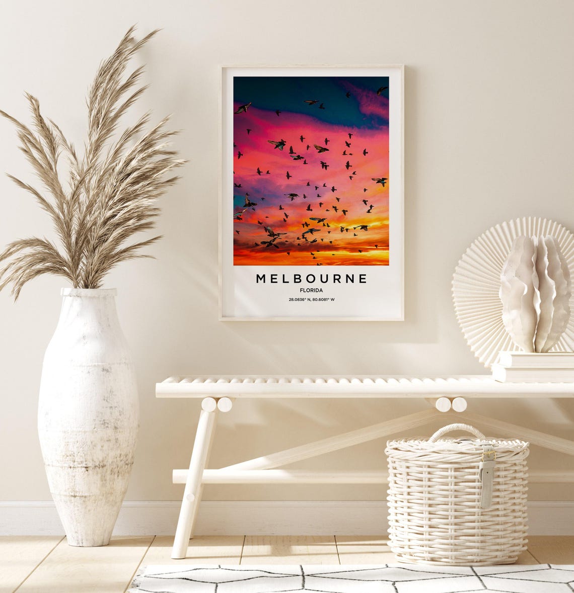 Melbourne Florida Sunset Sky Birds Colorful Dusk Travel Poster - Image 3