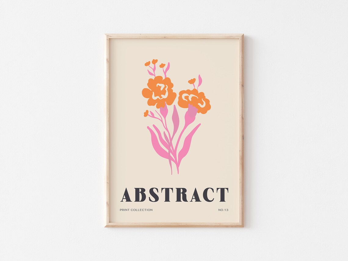 Abstract No 13 Orange Pink Flower Art Poster For Bold Modern Wall Decor - Image 3