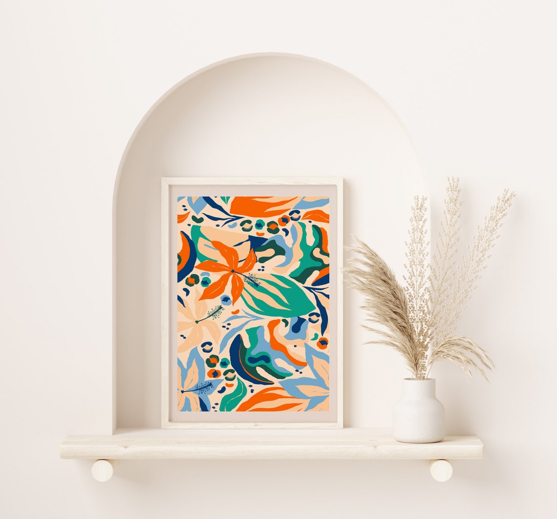 Bright Tropical Abstract Floral Colorful Botanical Art Poster - Image 2