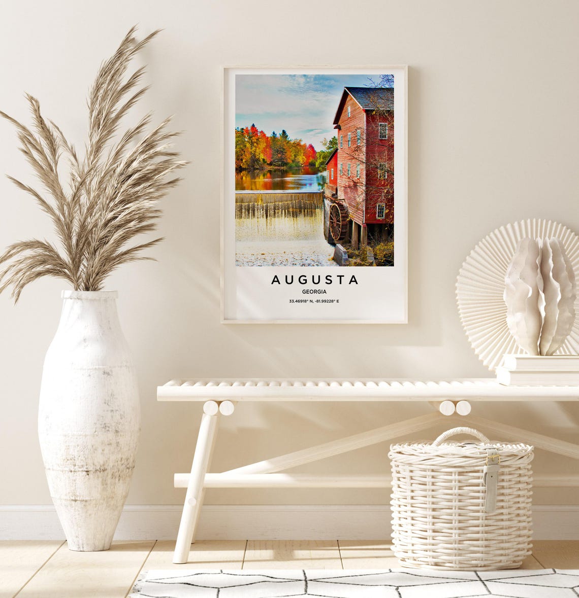 Augusta Georgia Historic Red Mill Waterwheel Falls Photo Poster - Image 3