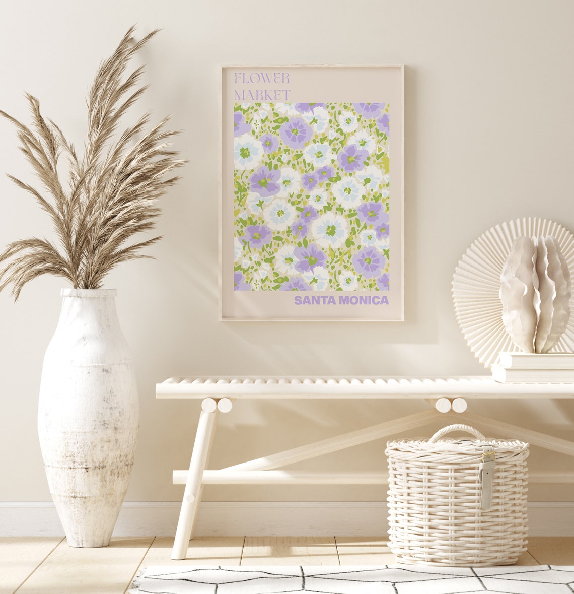 Santa Monica Flower Market Lavender Floral Pattern Design Poster - Image 2