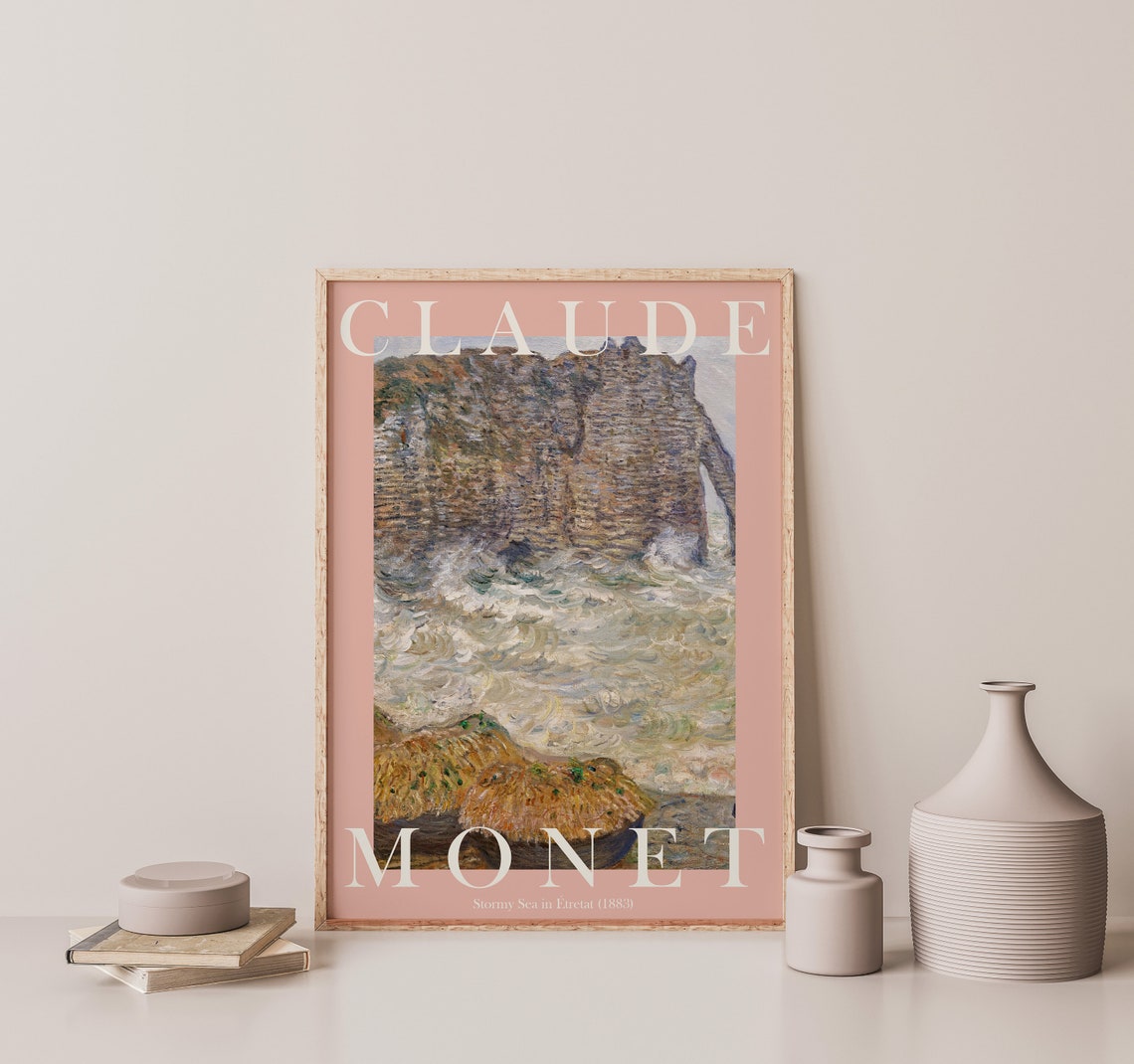 Claude Monet Stormy Sea in Etretat 1883 Waves And Cliffs Poster - Image 3