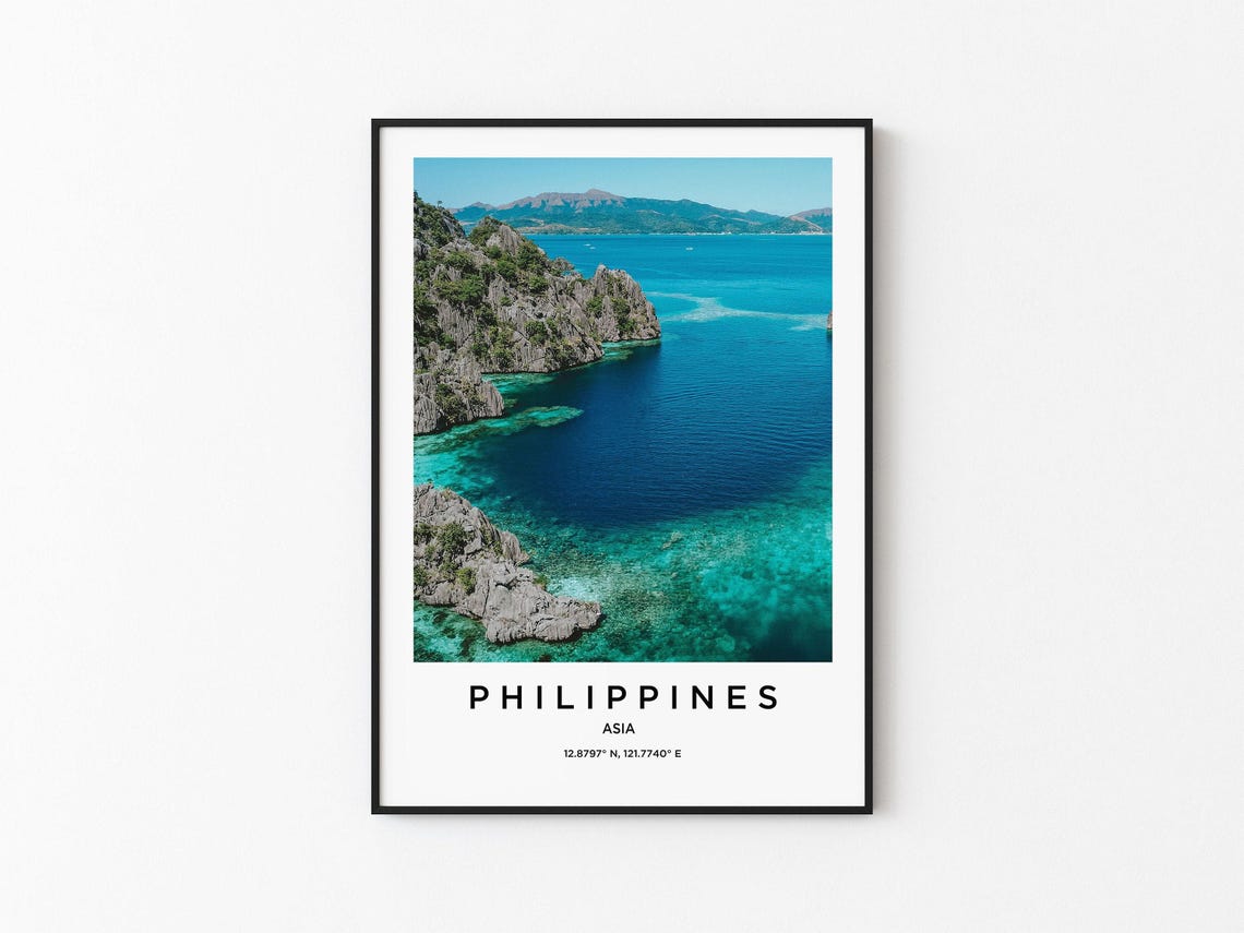Philippines Asia Turquoise Lagoon Between Limestone Cliffs Poster