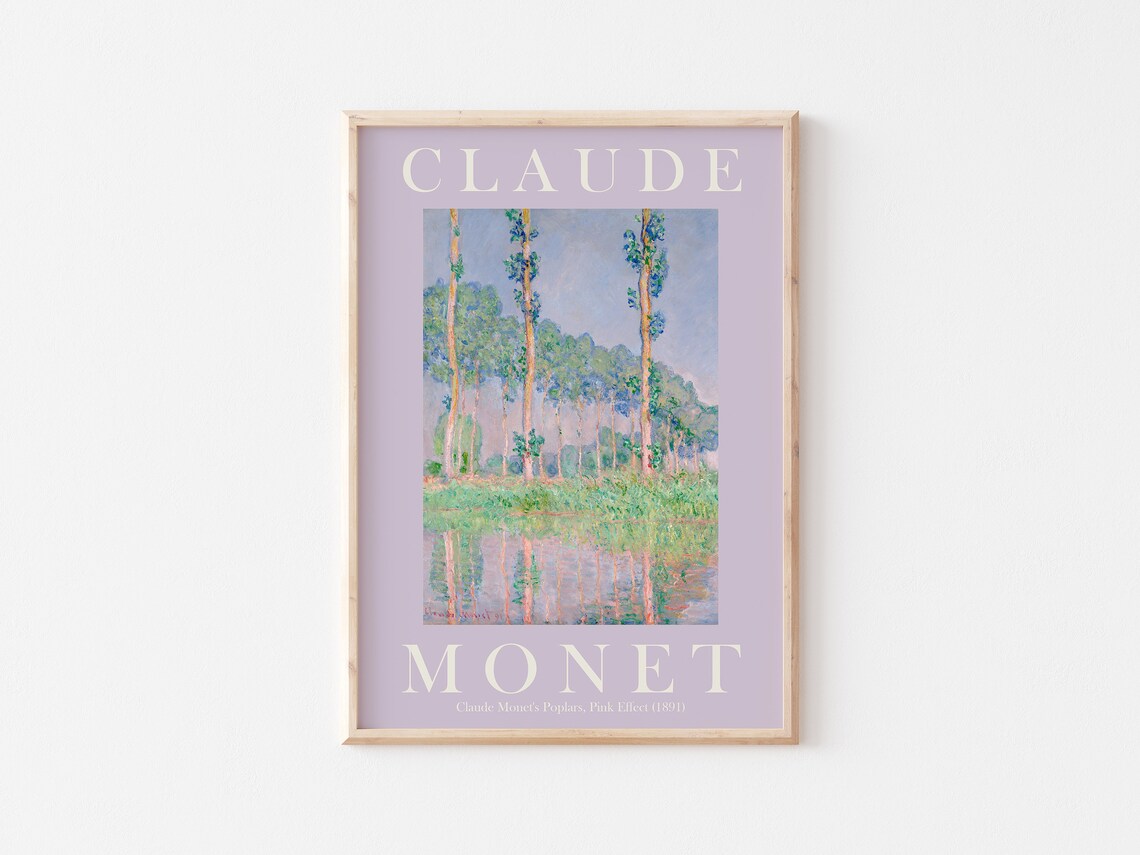 Claude Monet Poplars Pink Effect 1891 Lavender Border Exhibition Poster - Image 3