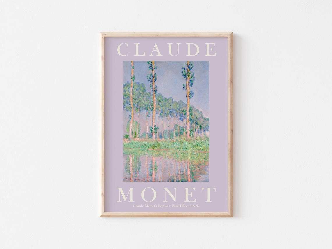 Claude Monet Poplars Pink Effect 1891 Lilac Museum Exhibition Poster