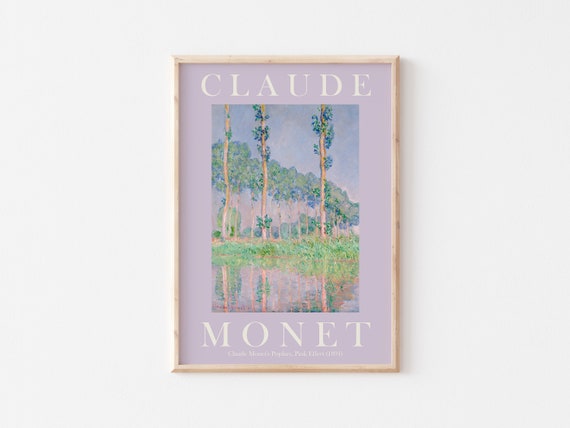 Pretty Lilac Claude Monet Art Print Modern Vintage Poster Exhibition Wall Art Monet Wall Art Vintage Wall Art Poplars Pink Effect