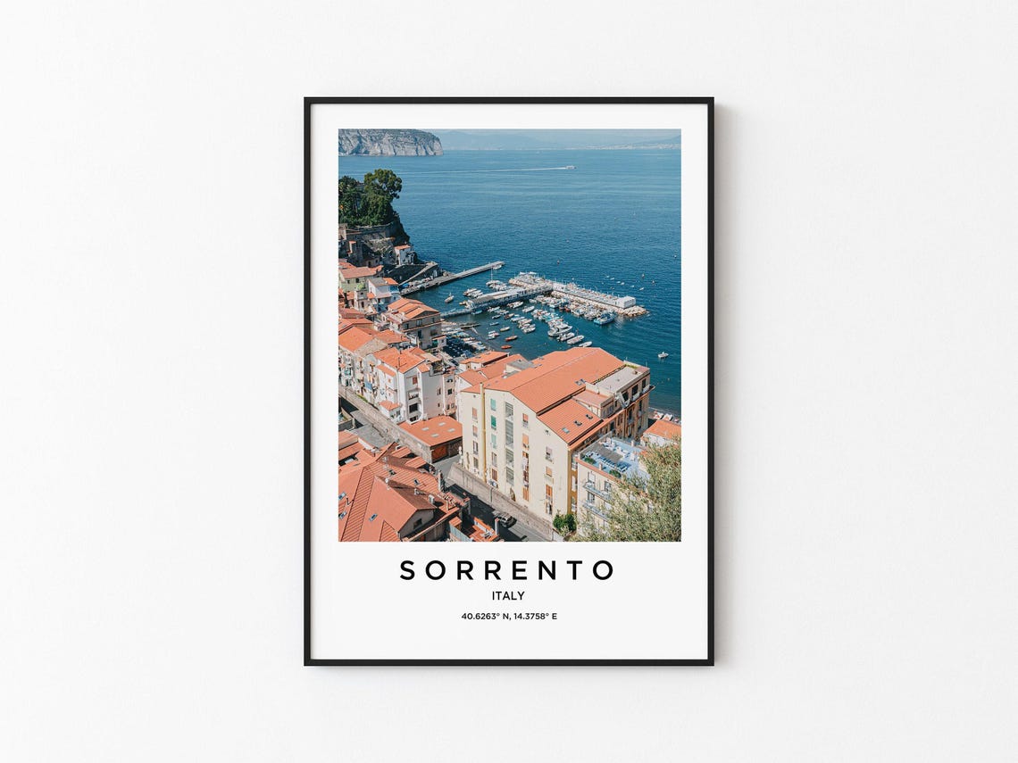Sorrento Italy Terracotta Rooftops Marina Coastal Town Poster