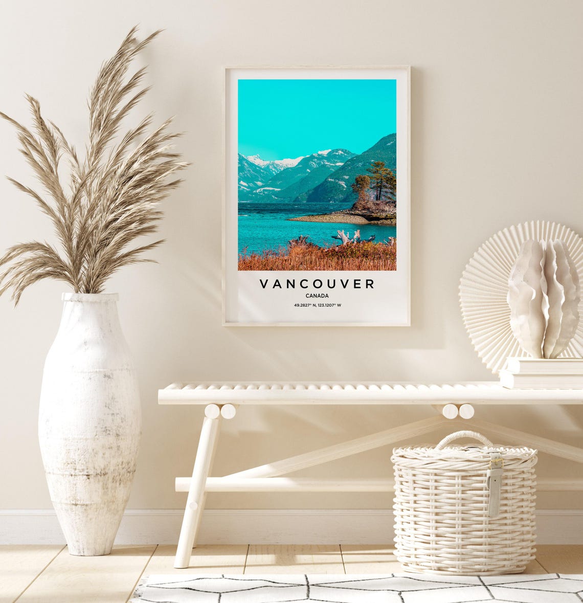 Vancouver Canada Snowcapped Mountain Bay Shoreline Photo Poster - Image 3
