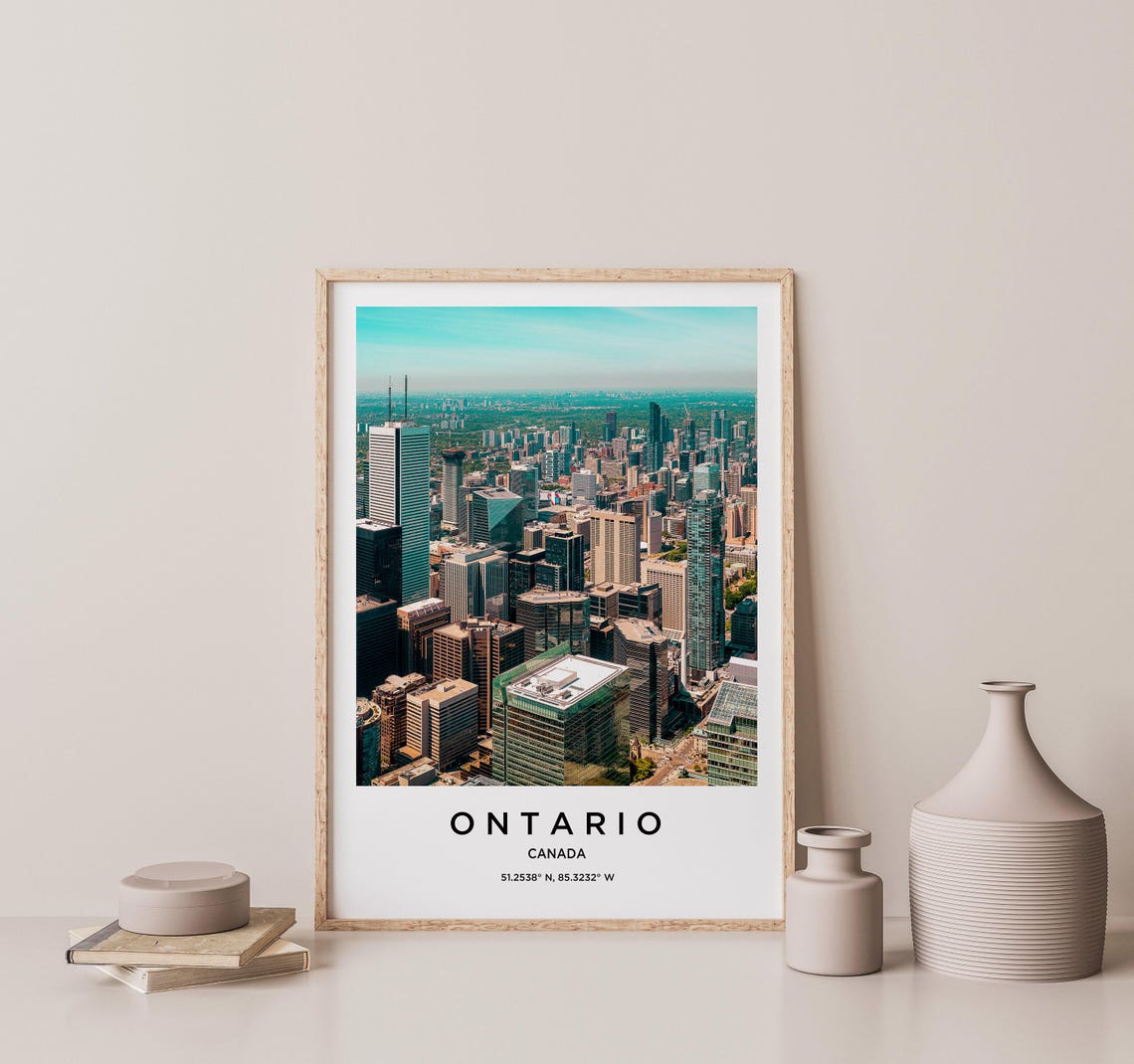 Ontario Canada Toronto Aerial Downtown Skyline Travel Poster - Image 2