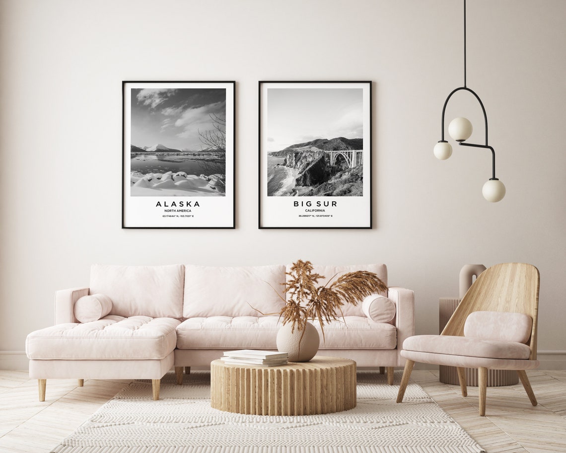 Big Sur California Bixby Creek Bridge Coastal Cliff Black White Poster - Image 2