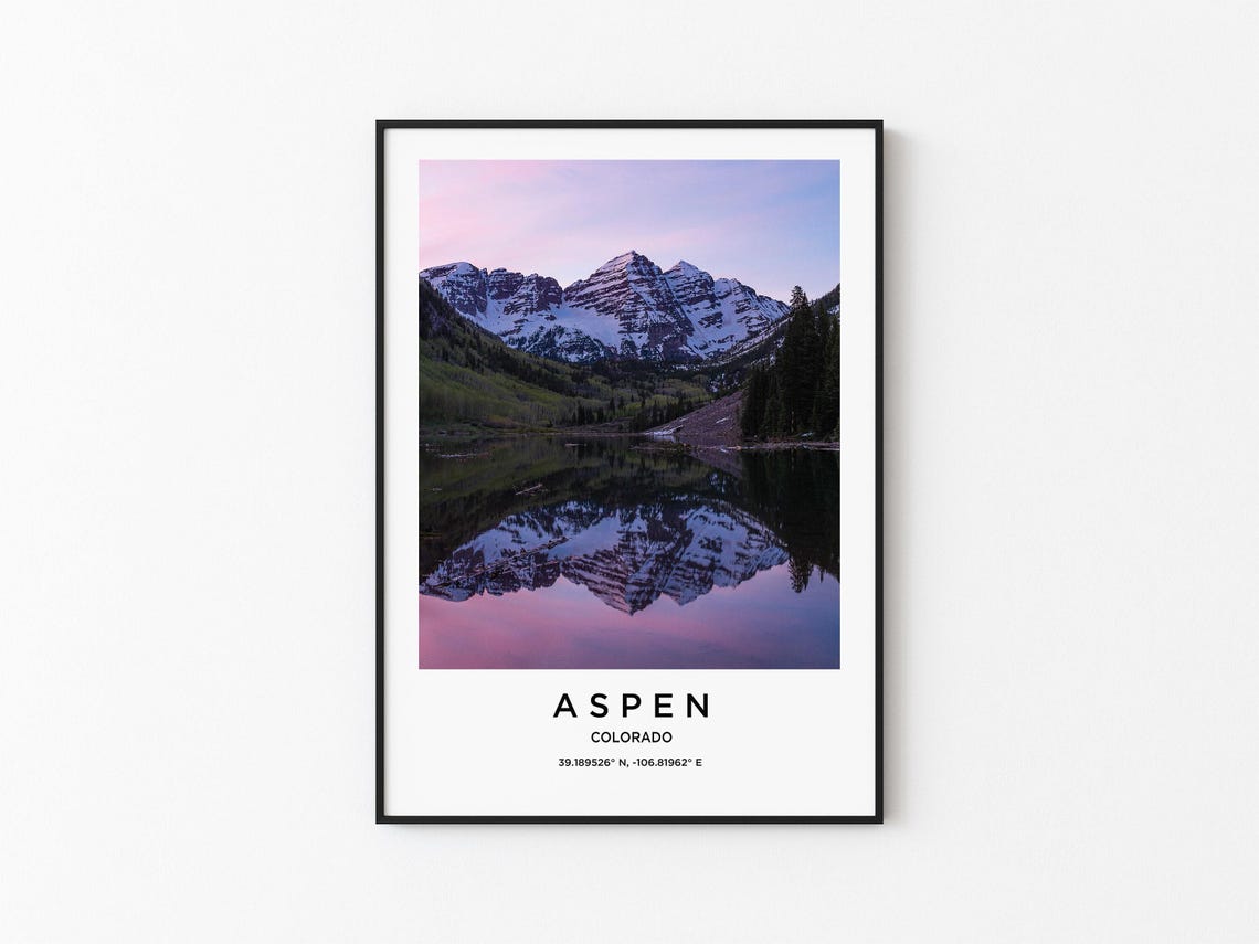 Aspen Colorado Snowy Peaks Reflected in a Still Mountain Lake Poster