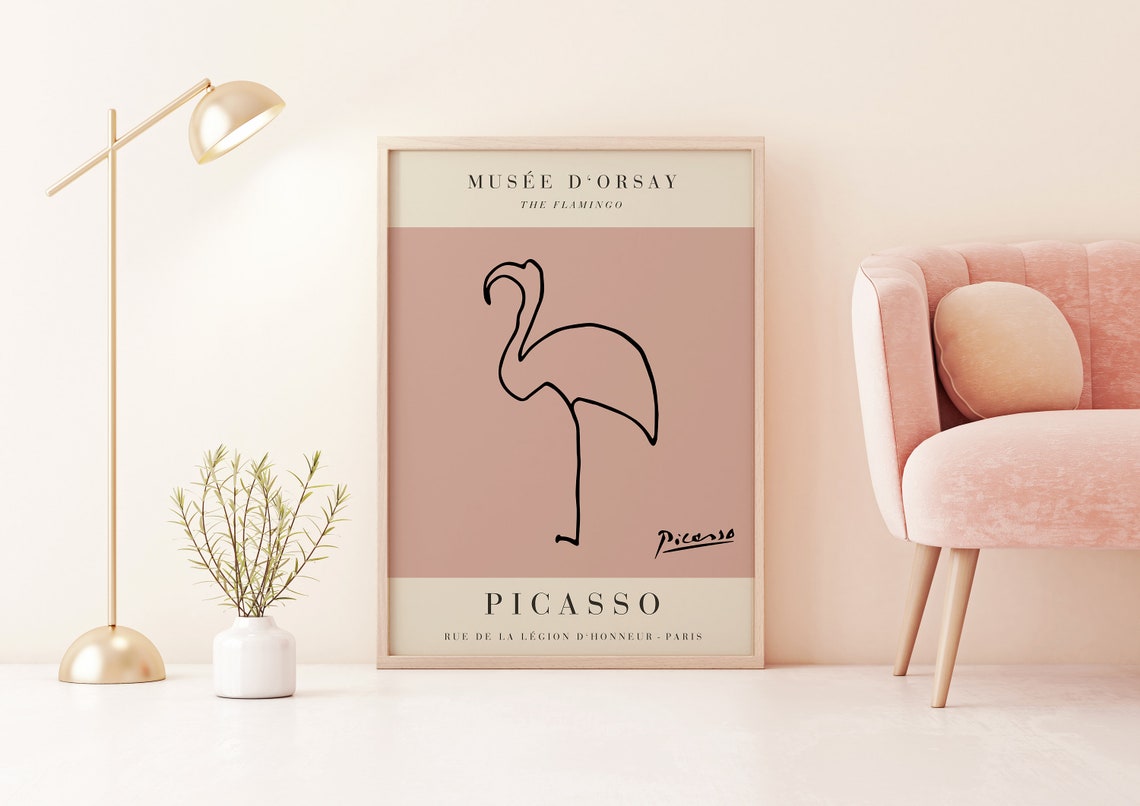 Pablo Picasso The Flamingo Minimalist Single Line Drawing Art Print