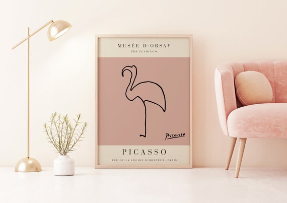 Picasso The Flamingo Exhibition Vintage Line Art Poster Minimalist Line Drawing Ideal Home Decor Or Gift Print