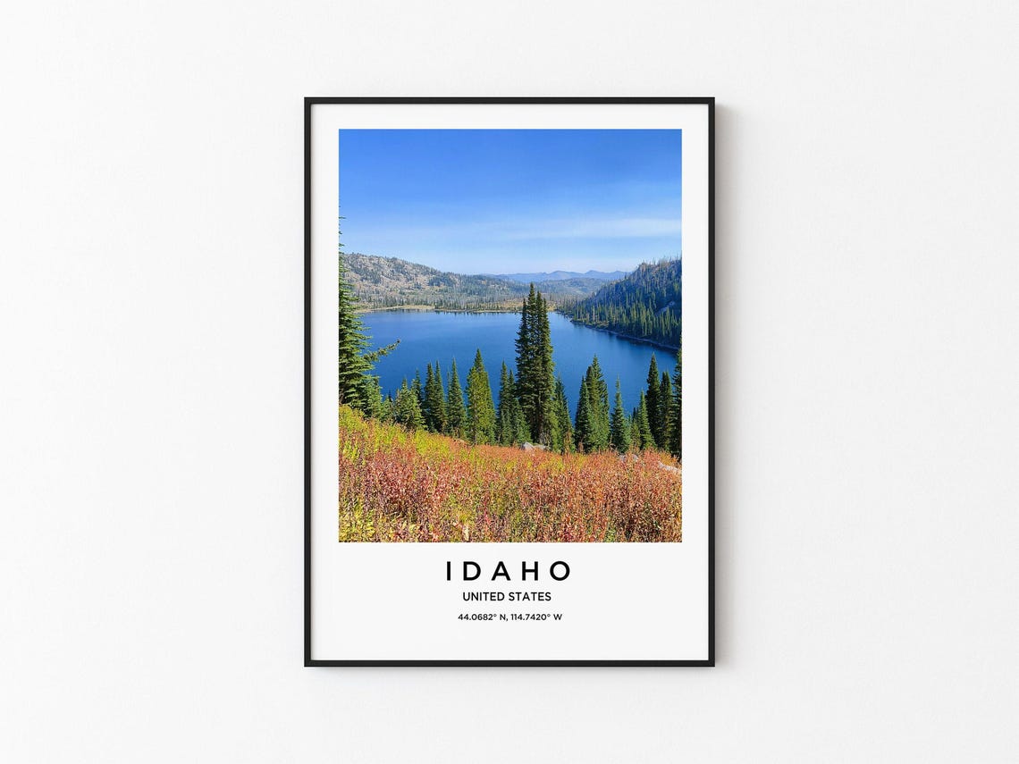 Idaho USA Alpine Lake With Pines and Autumn Foliage Colors Poster