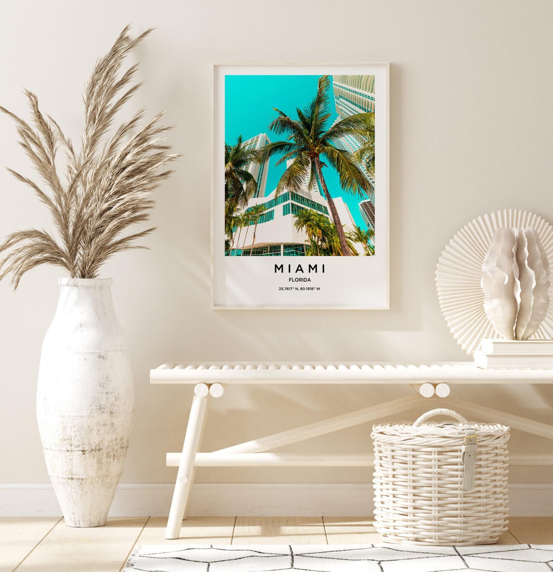 Miami Florida Palms and Towers Against Bright Blue Sky Poster - Image 3